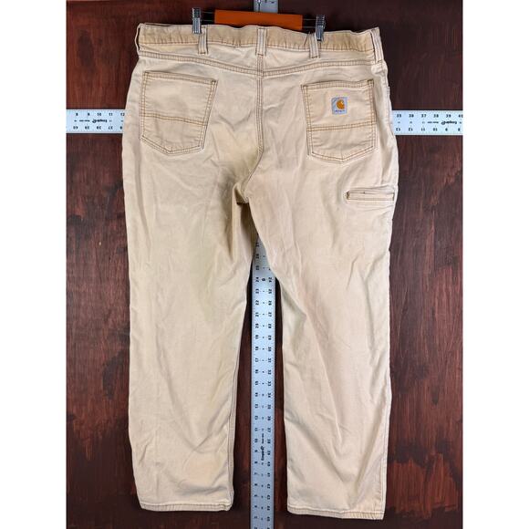 Carhartt Relaxed Fit Work Pants Denim Hickory Yellow Khaki Mens‎ 44x30 102517 - Picture 9 of 10